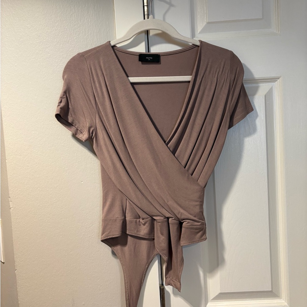 Wrap-Style Bodysuit Mauve Top